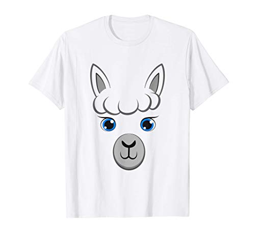 Divertido disfraz de Halloween con cara de animal de alpaca. Camiseta