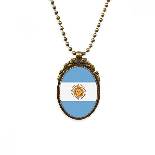 DIYthinker - Collar con Colgante de latón Envejecido con Bandera Nacional de la Argentina de América del Sur