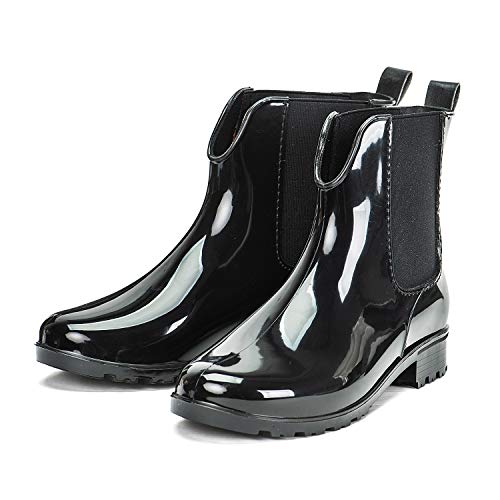 DKSUKO Botines de equitación para mujer Chelsea Boots, botas de lluvia de goma para mujer, color, talla 37 EU