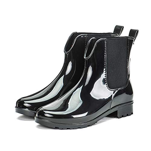 DKSUKO Botines de equitación para mujer Chelsea Boots, botas de lluvia de goma para mujer, color, talla 37 EU
