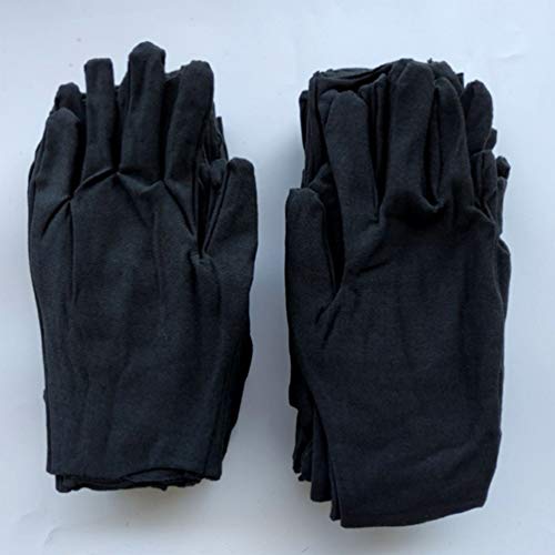 DOITOOL 12 pares de guantes de algodón, guantes de protección laboral, cómodos guantes de trabajo, guantes de protección de manos, color negro, talla M (grueso)