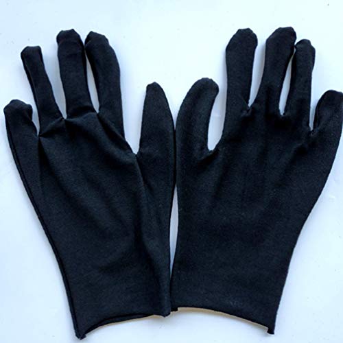 DOITOOL 12 pares de guantes de algodón, guantes de protección laboral, cómodos guantes de trabajo, guantes de protección de manos, color negro, talla M (grueso)