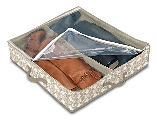 Domopak Living 8001410074300 - Funda para botas (2 compartimentos, plástico, 50 x 60 x 12 cm), color blanco y beige
