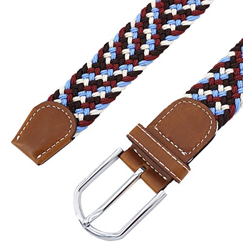 DonDon Cinturón trenzado extensible y elástico para hombres y mujeres de 100 cm a 130 cm de longitud multicolor