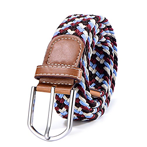 DonDon Cinturón trenzado extensible y elástico para hombres y mujeres de 100 cm a 130 cm de longitud multicolor