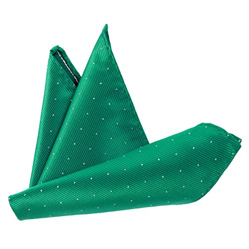DonDon Pañuelos de bolsillo con puntos plateados hombre de 25 x 25 cm para ocasiones especiales - Verde