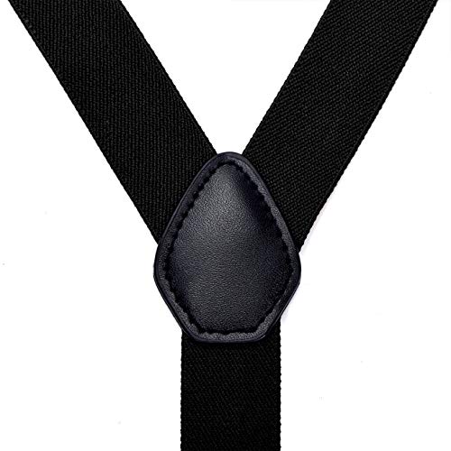 DonDon tirantes estrechos 2,5 cm para hombres con 3x clips en forma Y - elástico y longitud ajustable - negro