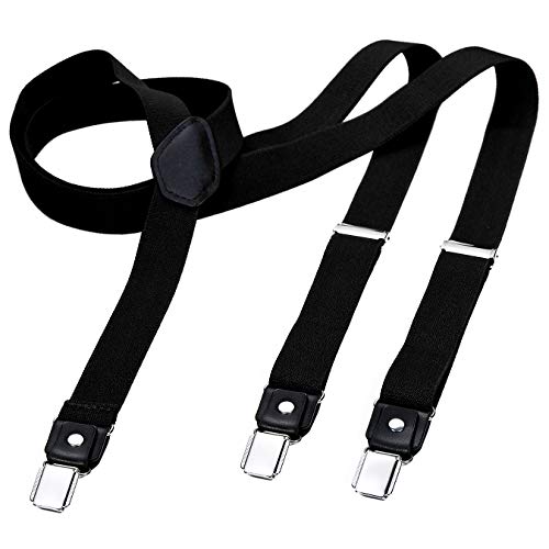 DonDon tirantes estrechos 2,5 cm para hombres con 3x clips en forma Y - elástico y longitud ajustable - negro