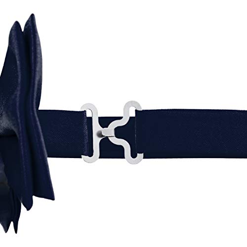 DonDon Tirantes para hombres ancho 3,5 cm en forma de Y, elásticos y ajustables en paquete de 2 con pajaritas adecuada 12 x 6 cm - Azul noche