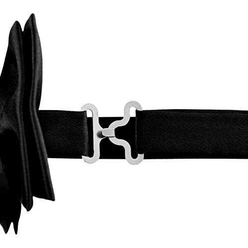 DonDon Tirantes para hombres ancho 3,5 cm en forma de Y, elásticos y ajustables en paquete de 2 con pajaritas adecuada 12 x 6 cm - Negro