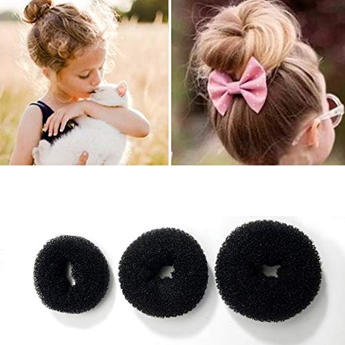 Donut de Cabello, 7 piezas de cabello Donut Bun Maker Ring Style Herramientas de diseño de cabello para mujeres, moños, bailarinas, ballet, niñas con 5 lazos para el cabello, 10 piezas