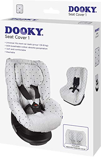 Dooky 126831 Light Grey Crown Funda de asiento infantil (ajuste universal para muchos modelos populares, grupo de edad 1+ 9 - 18 kg, sistema de cinturón de 3 y 5 puntos), Gris