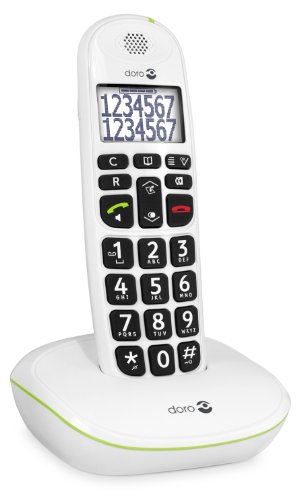Doro PhoneEasy 110 Teléfono Inalámbrico DECT para Personas Mayores con Teclas Grandes Parlantes, Función de Llamada Interna y Audio Amplificado [Versión Española y Portuguesa] (X 1 / Blanco)