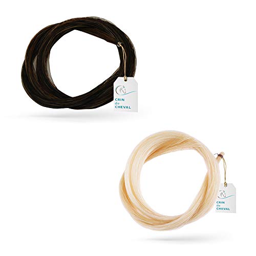 Dos madeja pelo de caballo para violín arco u otro uso - Calidad AAA - Procedencia Mongolia - 20 gramos - 81-82 cm - Blanco y Negro