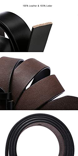 DOVAVA Cinturón Hombre Cuero, Cinturón Marrón con Hebilla, Cinturones Elegantes para Pantalones Vaqueros, Casuales o Formales (Negro 2003, 115 cm (34"-38"))