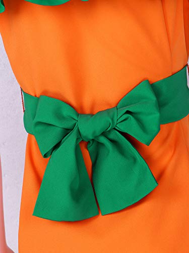 dPois Disfraz de Calabaza Halloween Vestido Naranja con Cinturón Casual para Niña 3-14 Años Naranja 7-8 años
