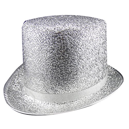 Dress Up America Sombrero de copa de plata de lujo para adultos