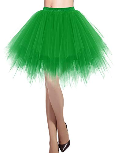 DRESSTELLS Mujeres Fladas Enaguas Cortas Tul Plisada Fiesta Vintage Retro Ballet Green XL