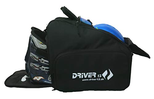 Driver13 ® Bolsa para Botas de esquí Bolsa para Botas de esquí con Compartimento para Casco para Botas Blandas duras y Bolsa para Botas Negra Bootbag No. 03"