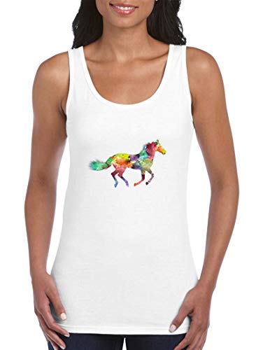 Druckerlebnis24 Top de tirantes para mujer y mujer con diseño de caballo pintado Blanco L