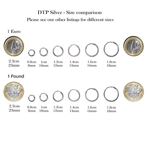 DTP Silver - Pendientes de Aro con Estrella - Plata de Ley 925 - Espesor 1.2 mm, Diámetro 12 mm