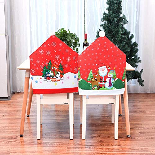 Ducomi Fundas para sillas navideñas y sillas de comedor – Funda para sillas de Navidad, juego de 4 fundas de sillas con respaldo – Decoración para el hogar y el comedor Navidad (modelo 4, juego de 4)