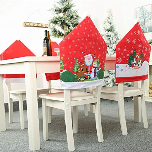 Ducomi Fundas para sillas navideñas y sillas de comedor – Funda para sillas de Navidad, juego de 4 fundas de sillas con respaldo – Decoración para el hogar y el comedor Navidad (modelo 4, juego de 4)