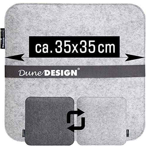DuneDesign 4 Cojínes de Fieltro para Sillas 35x35cm Cuadrado 30mm 2-Colores Gris