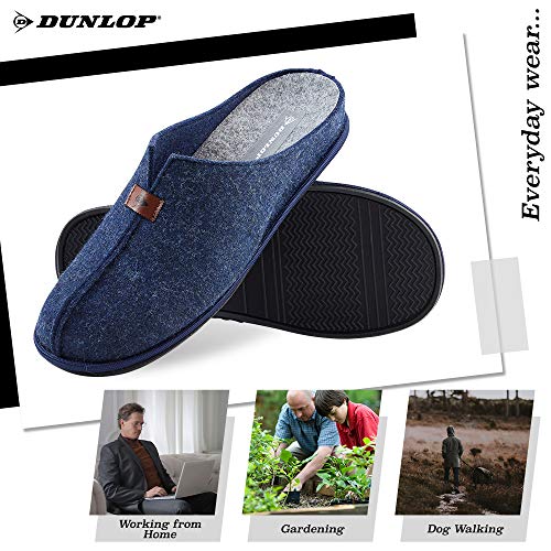 Dunlop Zapatillas Casa Hombre, Zapatillas Hombre Forro de Felpa, Pantuflas Hombre Suela Antideslizante, Regalos para Hombre y Adolescentes Talla 41-46 (43, Azul, Numeric_43)