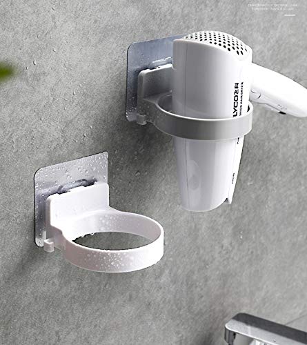 DXIA 3 PCS Soporte de Secador de Pelo en Pared, Autoadhesivo Ventosa Estante Secador Pelo, Secador de Pelo Organizador de Almacenamiento de Baño de Plástico Estante, Sin Rastro (Gris)