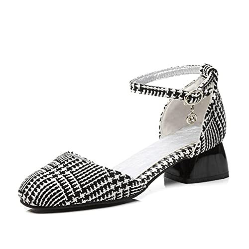 DZQQ Sandalia de Cabeza Cuadrada Personalizada de Gran tamaño, Sandalias de   Tacones Altos, Zapatos de Mujer, Mujer, Verano, señoras