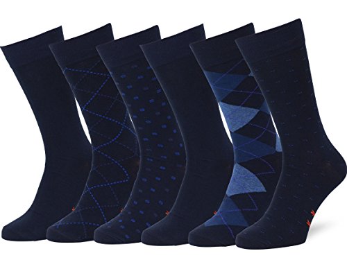 EASTON MARLOWE 6 PR Calcetines Sutilmente Estampados Hombre - 6pk #4-4, Azul - 39-42 talla de calzado UE