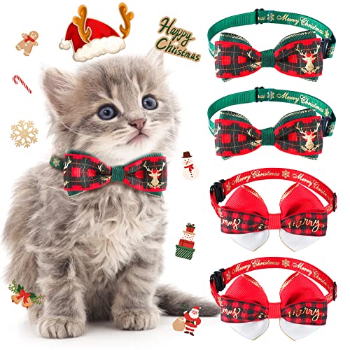 EasyAcc Collares para Gatos Perros Pajarita para Mascotas Suave Ajustables de Navidad año Deracción del Cabello