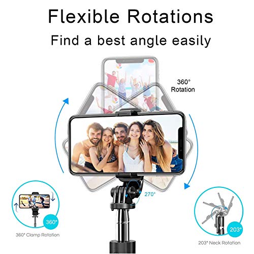 EasyULT Palo Selfie Trípode, 3 en 1 Extensible Selfie Stick Desmontable con Bluetooth Control Remoto, para Samsung/mi/Huawei y Otros Android e iOS de 4.0-6.2 Pulgadas(Negro)