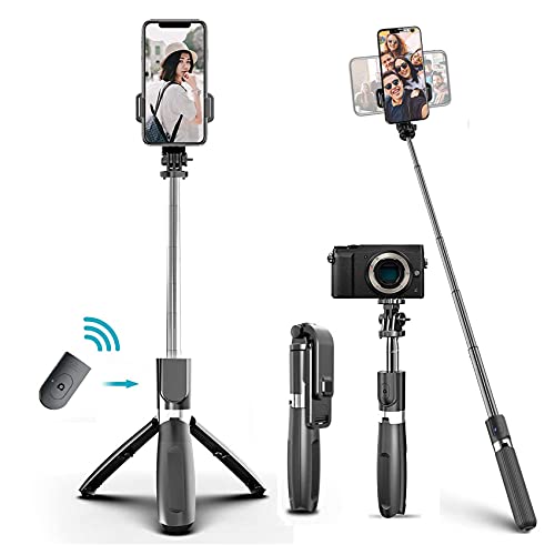 EasyULT Palo Selfie Trípode, 3 en 1 Extensible Selfie Stick Desmontable con Bluetooth Control Remoto, para Samsung/mi/Huawei y Otros Android e iOS de 4.0-6.2 Pulgadas(Negro)