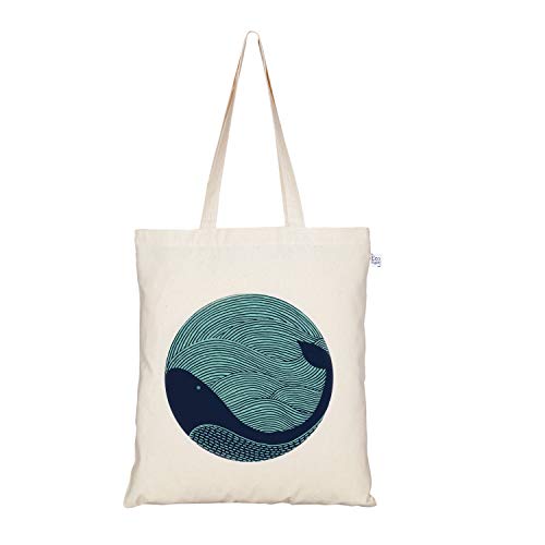 Eco Right Grande canvas bolsa tela para la compra, bolsos mujer bandolera, bolsa de viaje, Playa, Viajes Uso bolsos mujer, bolsa regalo para alumnos | Doodle de ballena