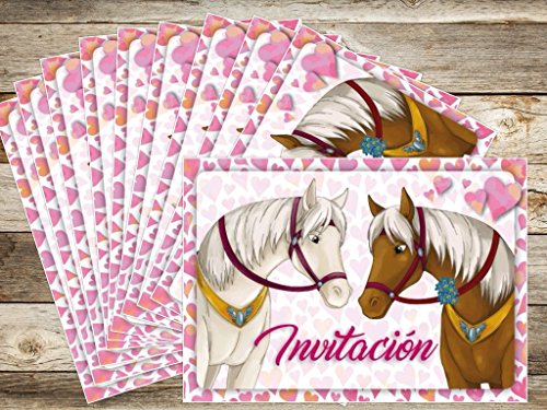 Edition Colibri 10 Invitaciones en español “Caballos“ (Jgo.1): Juego de 10 Invitaciones tiernamente ilustradas con Caballos para el cumpleaños de niñas (10741 ES)