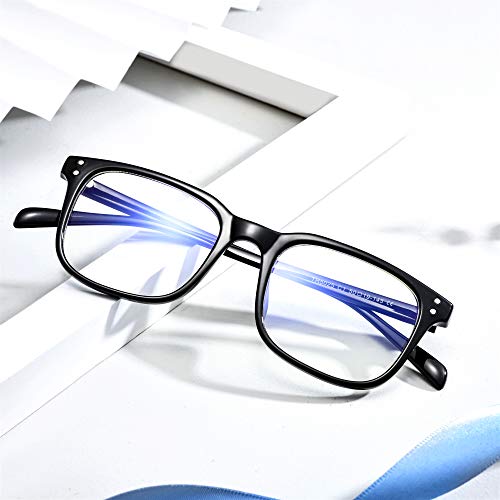 Effnny Bloqueo de luz azul Gafas anti fatiga filtro UV juegos de computadora monturas de gafas de lectura Para hombres mujeres 5025 (Negro)