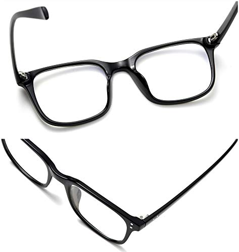 Effnny Bloqueo de luz azul Gafas anti fatiga filtro UV juegos de computadora monturas de gafas de lectura Para hombres mujeres 5025 (Negro)