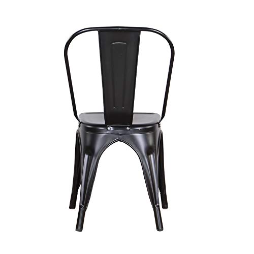 EGOONM Juego de 4 sillas de Comedor Retro, sillas de Estilo Industrial, Vintage sillas de Restaurante, sillas de bistró (Black)