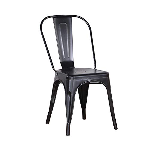 EGOONM Juego de 4 sillas de Comedor Retro, sillas de Estilo Industrial, Vintage sillas de Restaurante, sillas de bistró (Black)