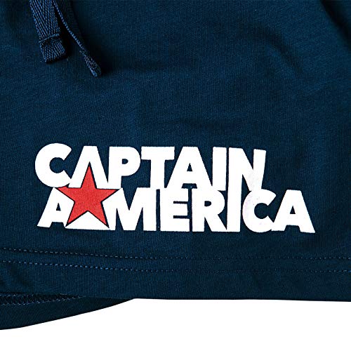 Elbenwald Pijama de Mujer Capitán América Corto Escudo Logo 2 Piezas Marvel Azul - XXL