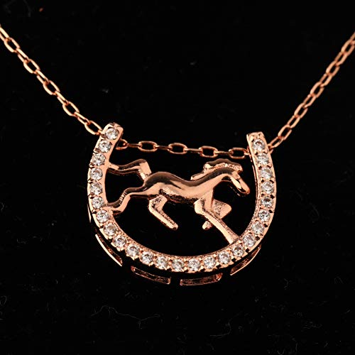 Elegante pulsera de herradura de la suerte con diseño de caballo, diseño de herradura con colgante de caballo, para mujer y niña, S, Cobre,