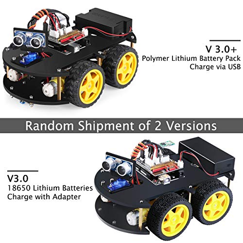 ELEGOO UNO R3 Kit de Coche Robot Inteligente V3.0 Plus Compatible con Arduino IDE con Módulo de Seguimiento de Línea, Sensor Ultrasónico, Módulo IR, Kit Robótico Coche Educativo STEM para Niño, Adulto