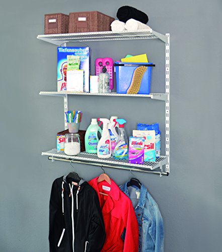 Element System Juego de estantería HAPPY, estantería de pared, solución para estantería, blanco, para lavaderos, vestidores o guardarropas
