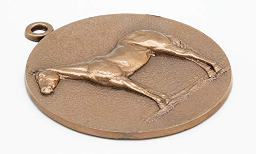 Emblemarket Medalla de Metal Personalizable - Caballo - Color Bronce - 6,4cm - Cinta Incluida - Olímpica