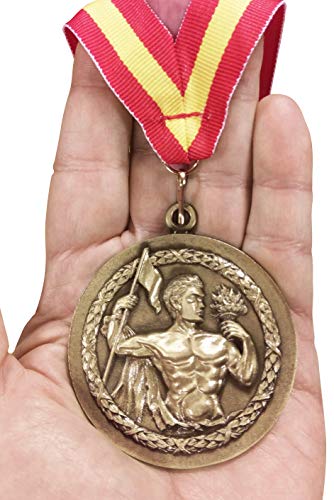 Emblemarket Medalla de Metal Personalizable - Caballo - Color Bronce - 6,4cm - Cinta Incluida - Olímpica
