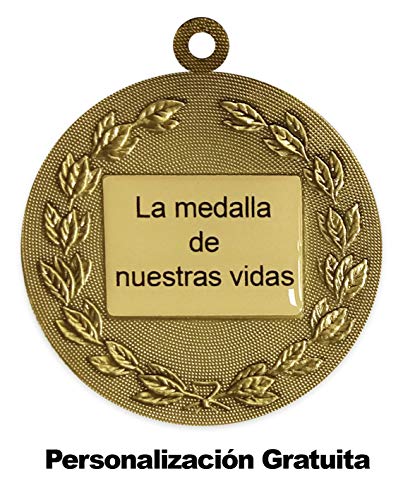 Emblemarket Medalla de Metal Personalizable - Caballo - Color Plata - 6,4cm - Cinta Incluida - Olímpica