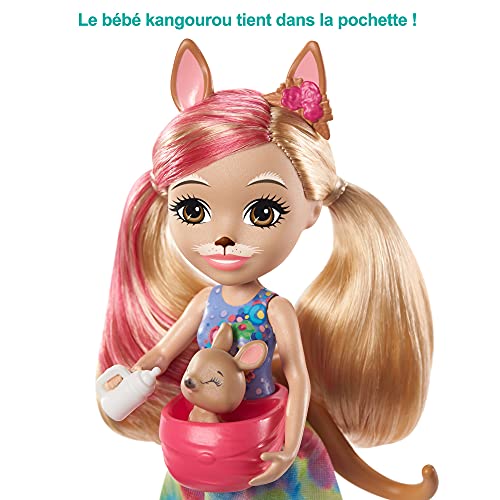 Enchantimals Sunny Savanna Muñeca Kamilla Kangaroo con familia de canguros mascota de juguete (Mattel GTM31)