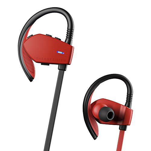 Energy Sistem Sport 1 - Auriculares deportivos in-ear (sistema Secure-fit, Bluetooth, sin cable) rojo